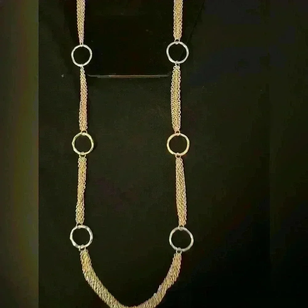 Gold Tone Multi Strand Necklace Circle...